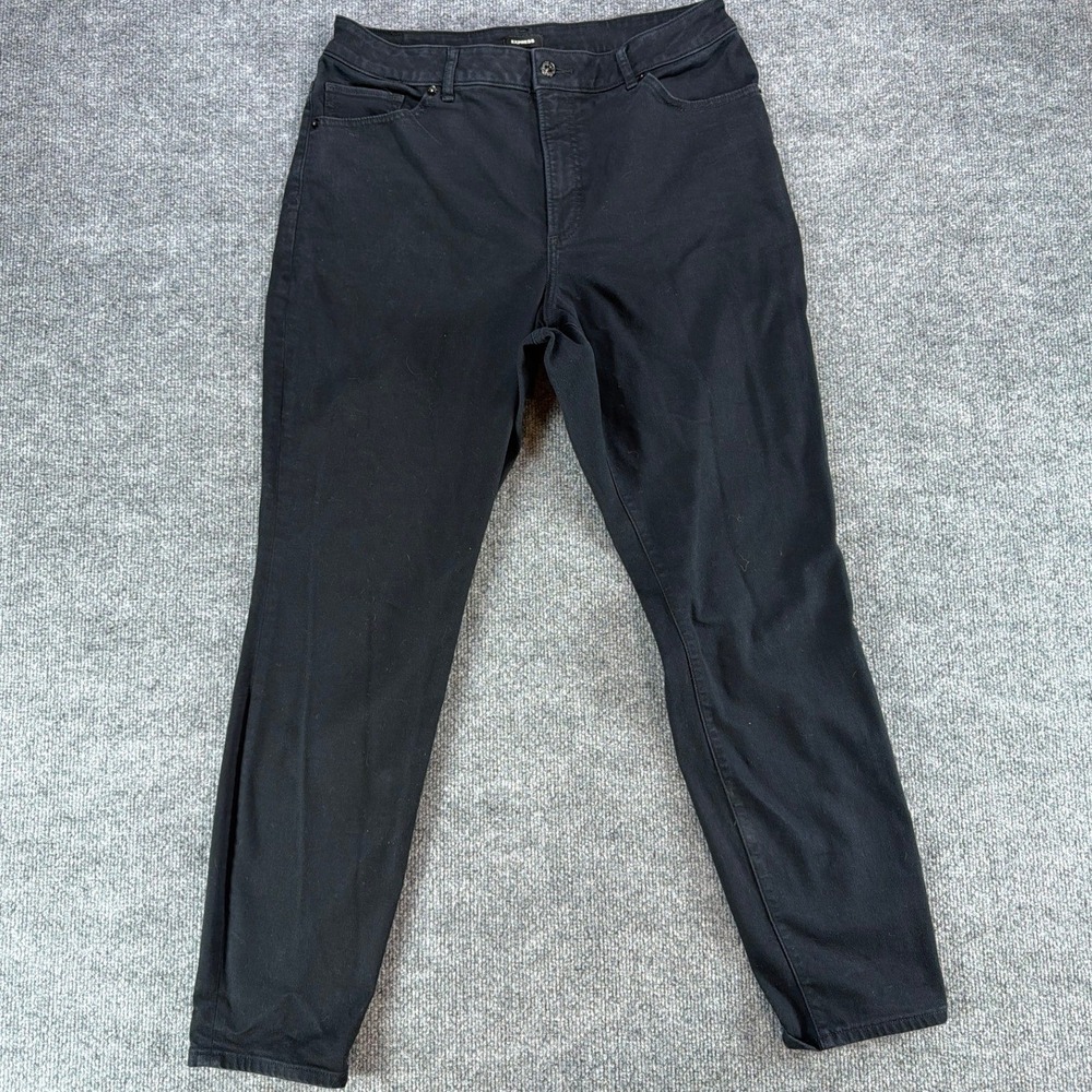 Express Curvy‎ Skinny High Rise Jeans Black Denim Pants Womens Size 14L